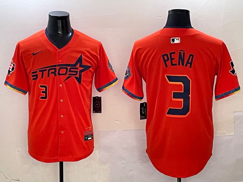 Men Houston Astros #3 Pena Orange Fourth generation Joint Name Nike 2025 MLB Jersey style 4